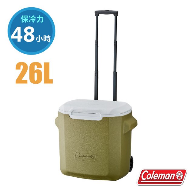 【Coleman】26.5L 綠橄欖拉桿冰箱(保冷力48小時).保冷保冰箱.冰筒.冰桶.置物箱.保鮮桶/CM-05748✿30E010